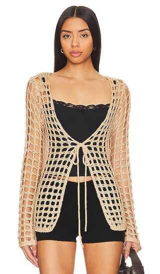 Malya Tie Cardigan in Nude | Revolve Clothing (Global)