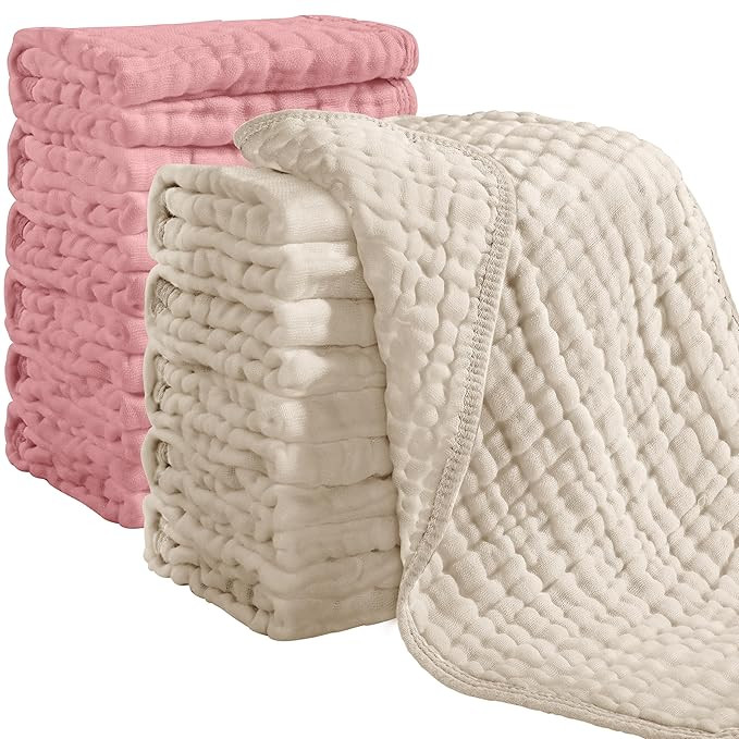 Looxii Muslin Burp Cloths 100% Cotton Muslin Cloths Large 20''x10'' Extra Soft and Absorbent 6 Pa... | Amazon (US)