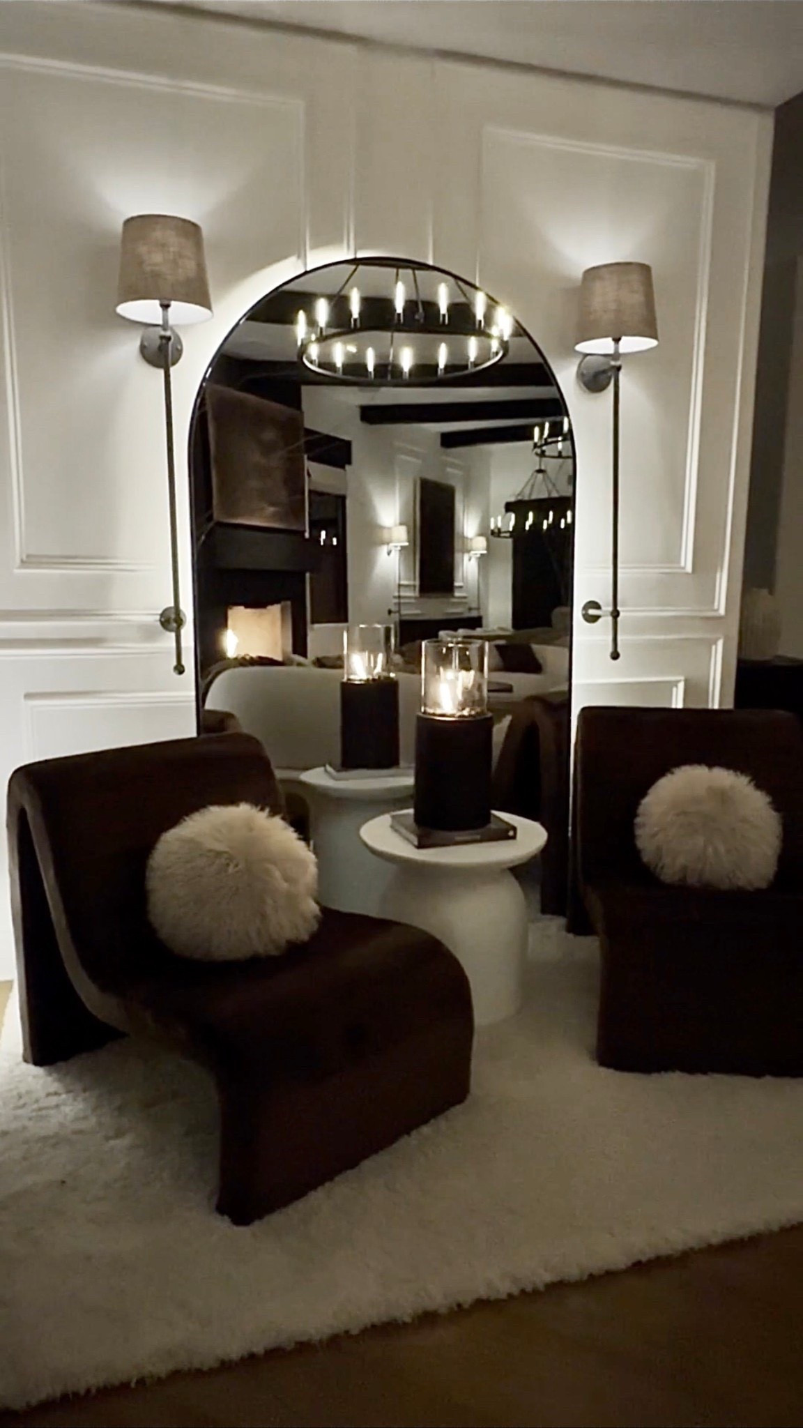 One of my favorite chic corners ✨ These brown velvet accent chairs from Amazon are soft, curved, and oh-so-inviting. I paired them with an arched mirror, elongated sconces, and a crisp white console table over a white rug for a clean, elegant look that reflects the whole living room beautifully. Affordable, stylish, and timeless!

#AmazonHomeDecor #AmazonFinds #AffordableLuxuryDecor #VelvetAccentChairs #ArchedMirror #ElegantHomeDecor #CozyChicCorner #ModernHomeDecor #LivingRoomInspo #WhiteRugDecor



#LTKHome #LTKFindsUnder100 #LTKFindsUnder50