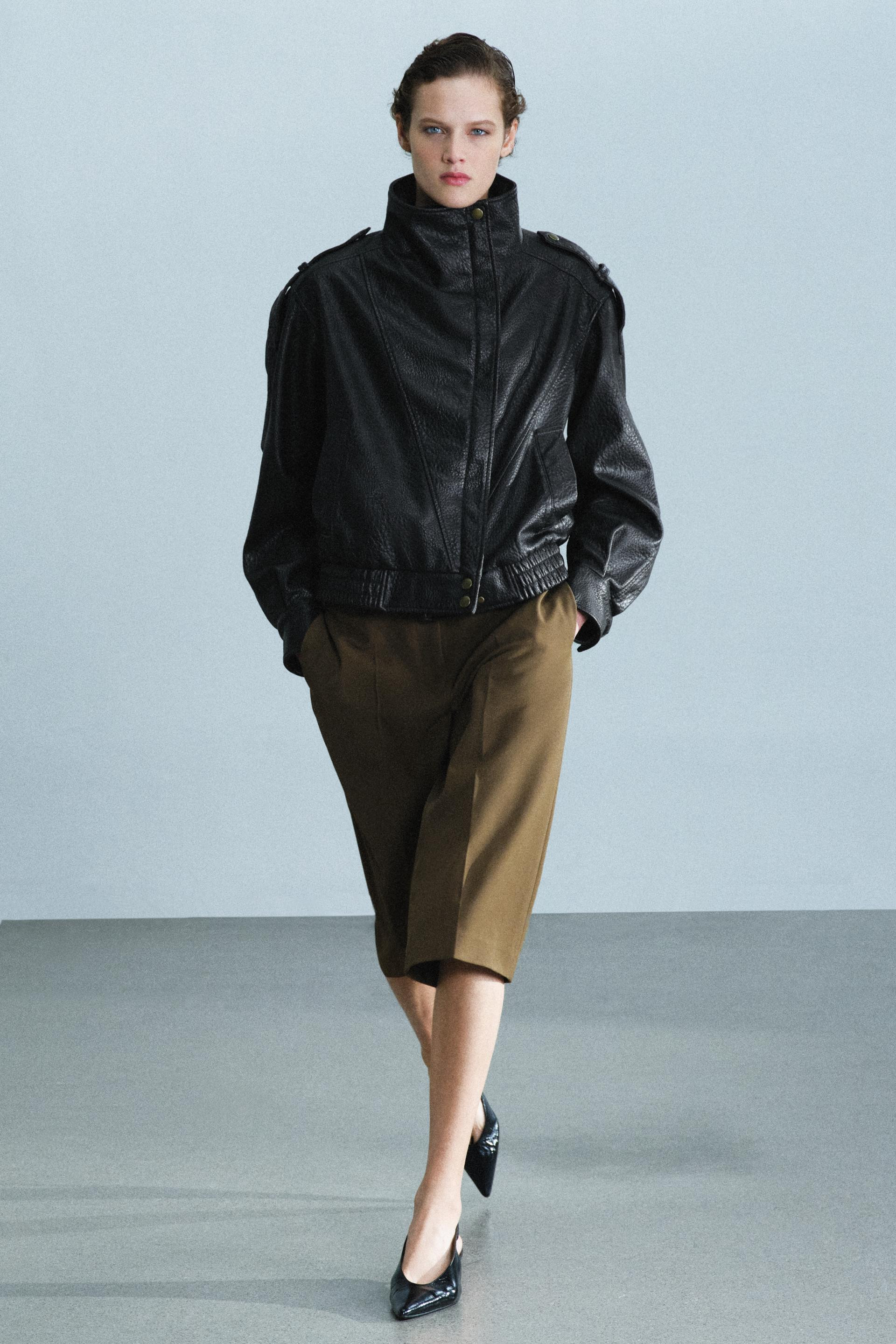 Zara - Zw Collection Wool Blend Bermuda Shorts - Khaki - M - Woman | Zara UK