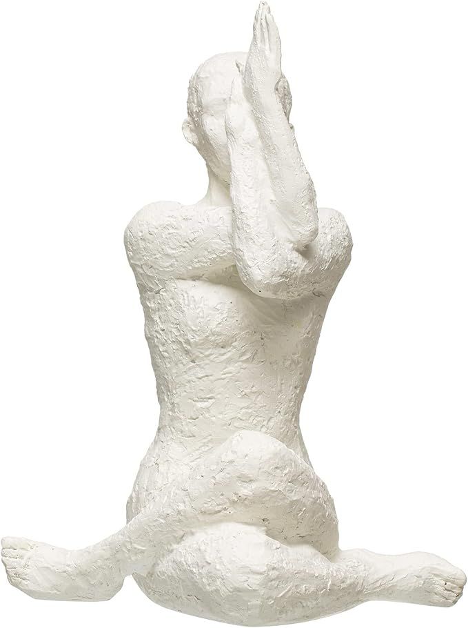 Bloomingville Boho-Inspired Resin Yoga Figure with Volcano Finish Accent Piece Décor, White | Amazon (US)