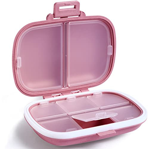 Holii Travel Pill Organizer, 8 Compartments Portable Pill Case, Daily Pill Box to Hold Vitamins, Small Pill Container for Pocket Purse Medicine Organizer（Pink） | Amazon (US)