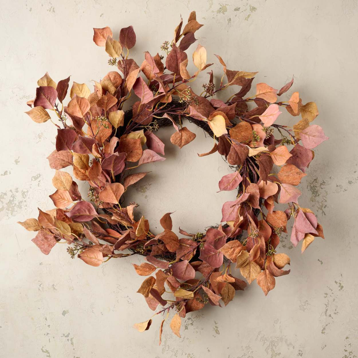 Mustard and Orange Silver Dollar Eucalyptus Wreath | Magnolia