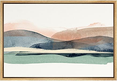 SIGNLEADER Framed Canvas Print Wall Art Abstract Green Hills over Lake Nature Wilderness Illustra... | Amazon (US)