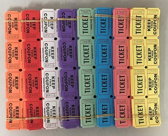800 50/50 Raffle Tickets 100 of 8 Different Colors | Amazon (US)