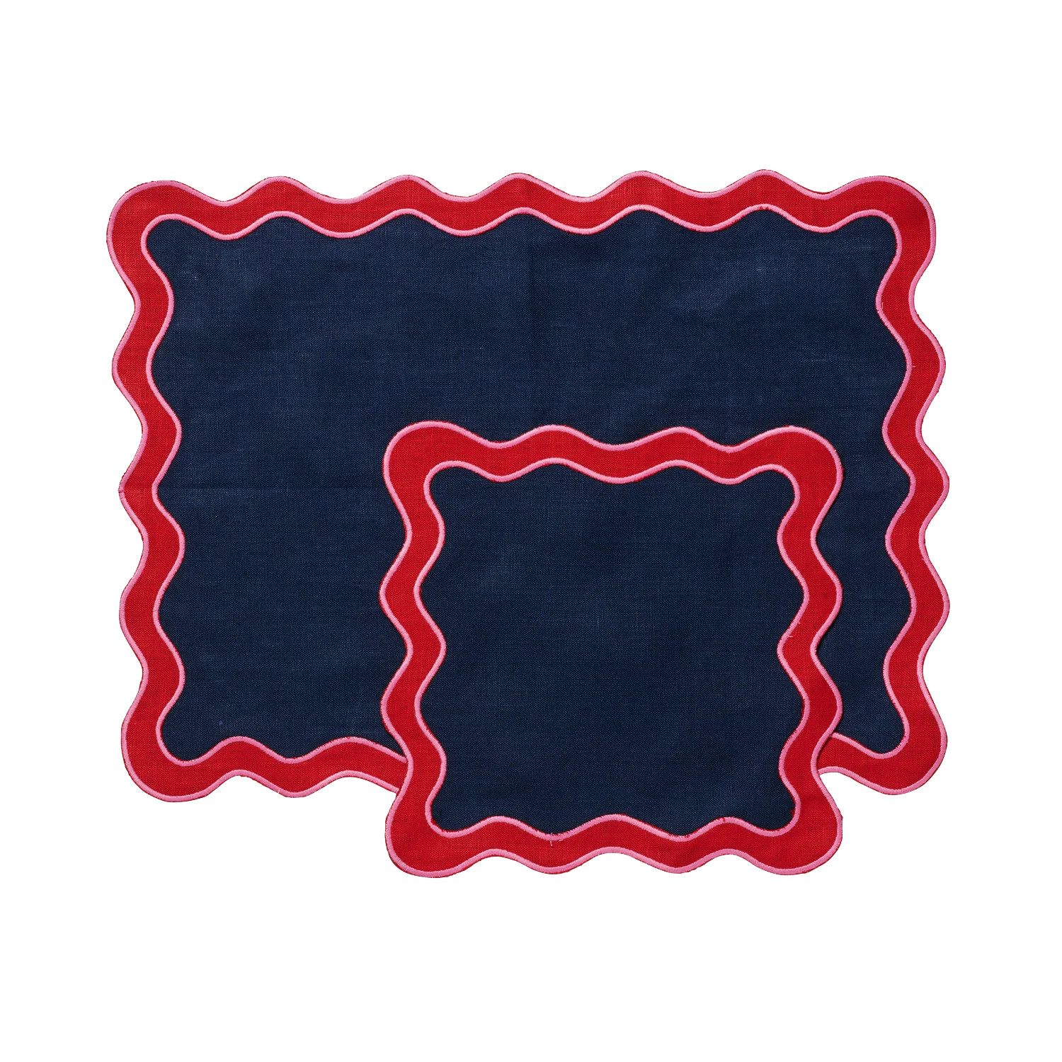 Navy and Red Placemats and Cocktail Napkins - Set of 4 | In The Roundhouse