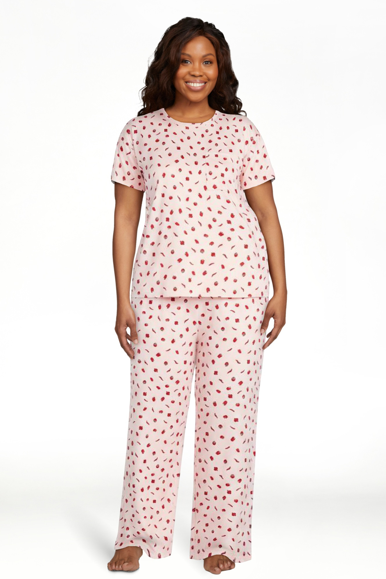 Joyspun Women's Dreamy Soft Collection Short Sleeve Sleep Top and Open Leg Pants Set, 2-Piece, Si... | Walmart (US)