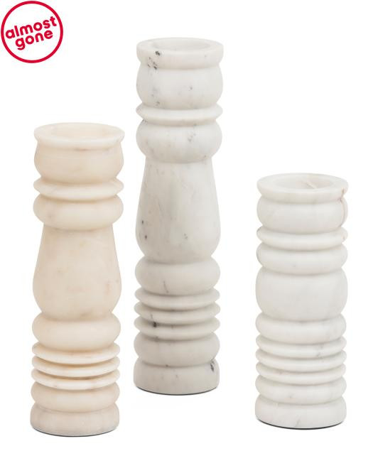 3pc Monument Solid Marble Candlestick Holder Set | TJ Maxx