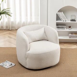 Poly Blend Boucle Fabric Upholstered Swivel Armchair | Bed Bath & Beyond