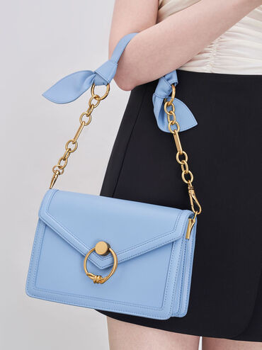 Light Blue Joelle Envelope Shoulder Bag | CHARLES & KEITH | Charles & Keith US
