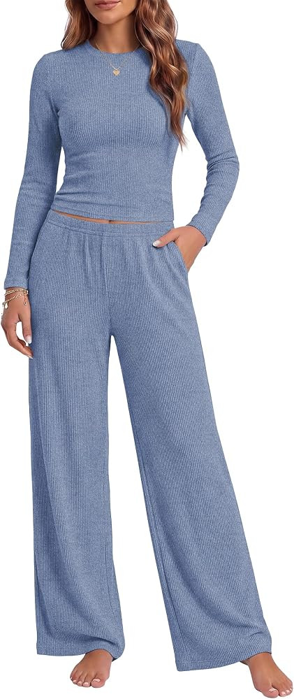 Ekouaer Lounge Sets for Women 2 Piece Long Sleeve Fall Pajamas Set | Amazon (US)