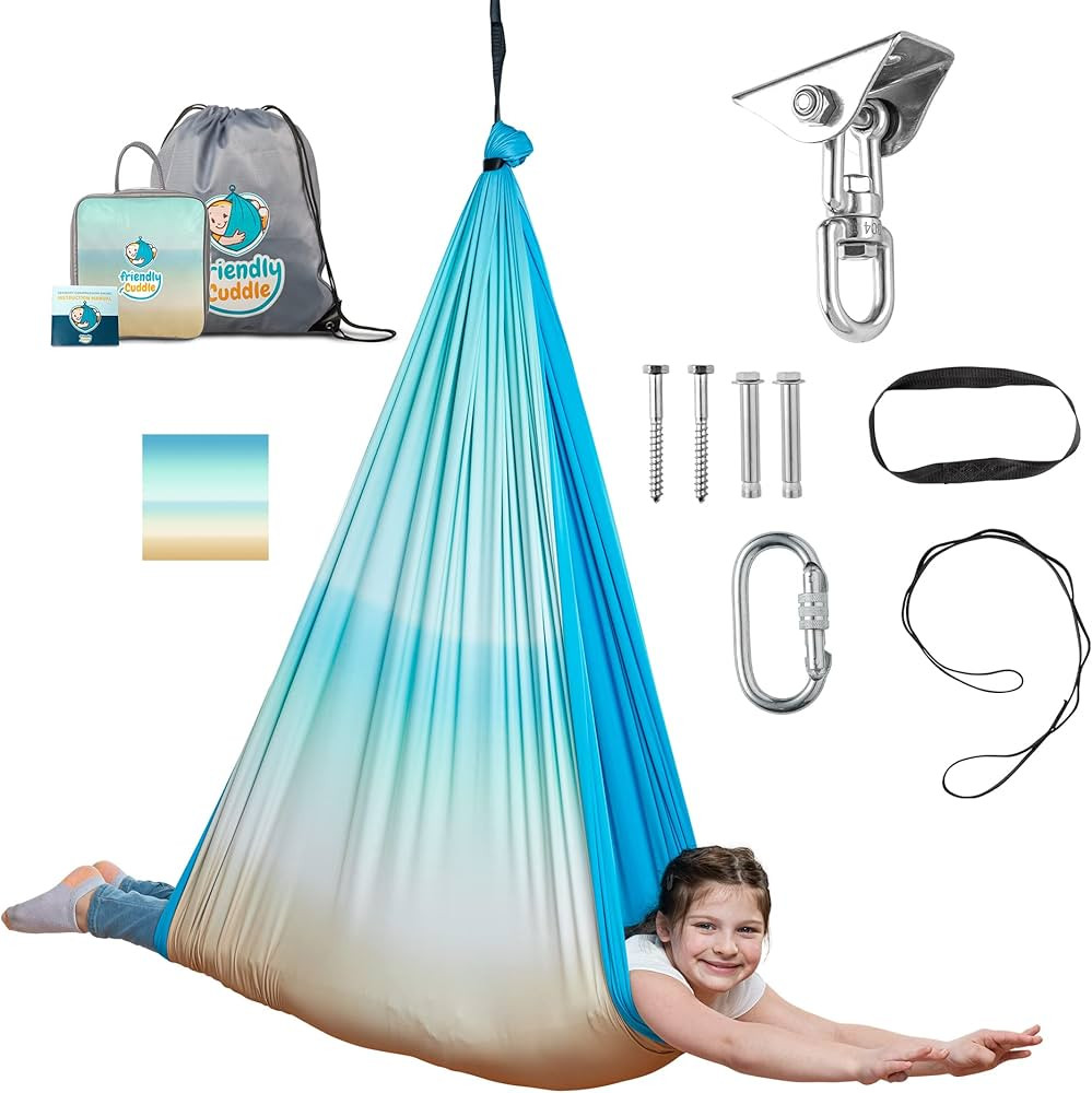 Indoor Sensory Swing for Kids or Outdoor – Double-Layer, & 360° Swivel, Calming Compression Th... | Amazon (US)
