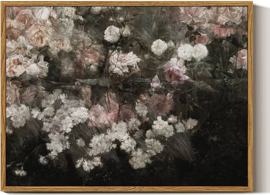 InSimSea Framed Canvas Wall Art Vintage Decor, Home Decor Garden in May Flower Wall Art Aesthetic... | Amazon (US)