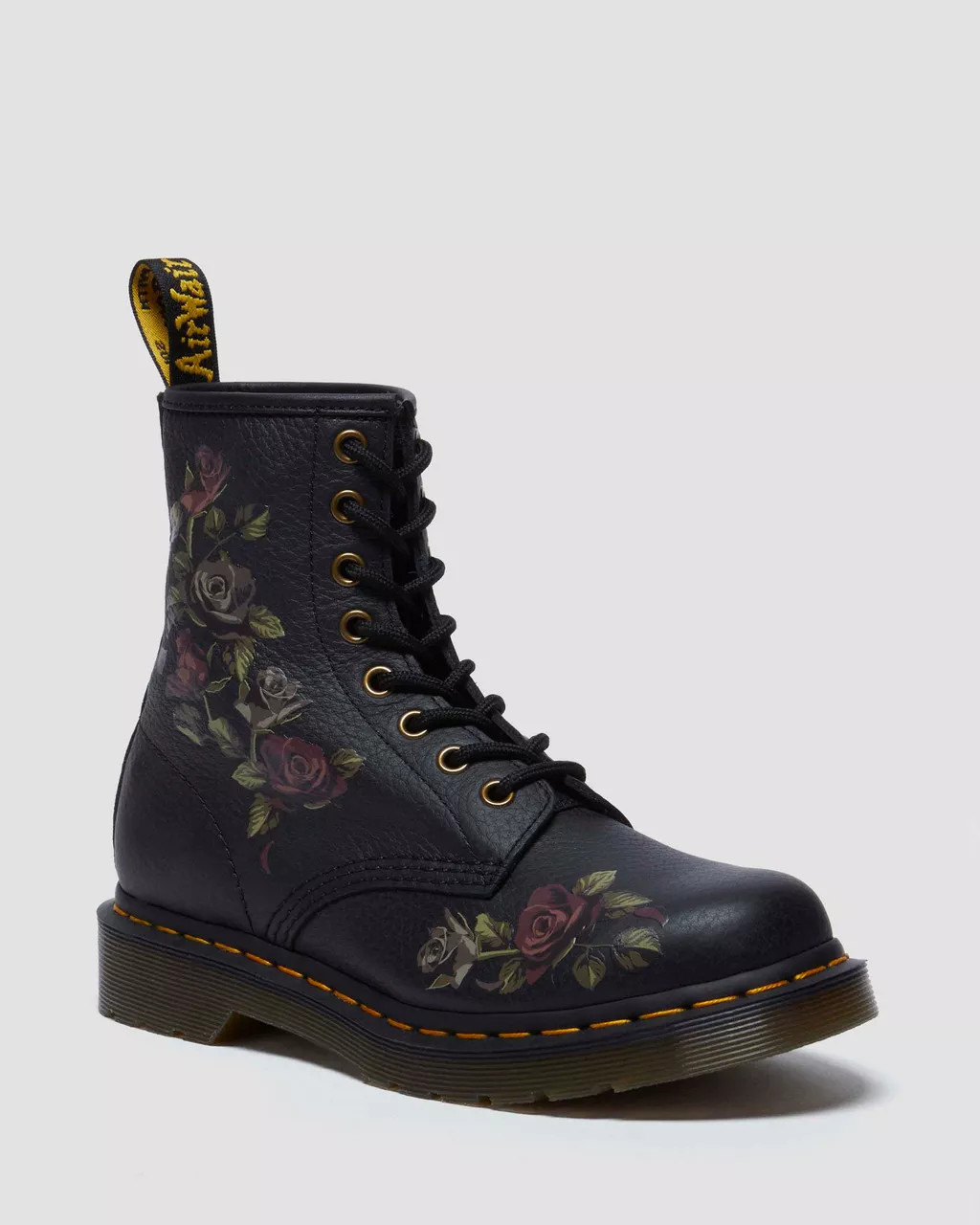 1460 Women's Decayed Roses Lace Up Boots in Black | Dr. Martens | Dr. Martens