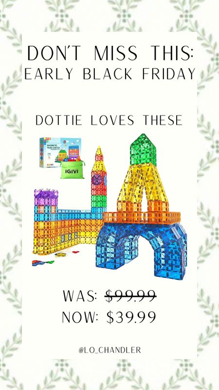 This is an incredible deal on these magnatiles! Dottie loves playing with hers! 



Black Friday deals
Black Friday toy deals
Top deals
Cyber deals
Kitchen deals
Top toys 
Black Friday home deals
Electronic deals


#LTKGiftGuide #LTKCyberWeek #LTKsalealert