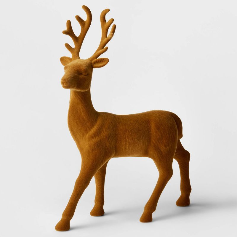 12.5" Flocked Deer Decorative Figurine Ochre - Wondershop™ | Target