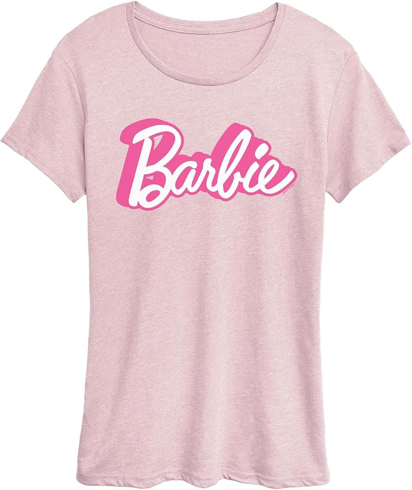 Barbie Women's Iconic Wordmark Logo Classic Fit Soft Feel Short Sleeve T-Shirt | Amazon (US)