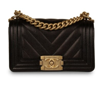 Chanel Small Black Caviar Boy Bag Gold Hardware | eBay UK