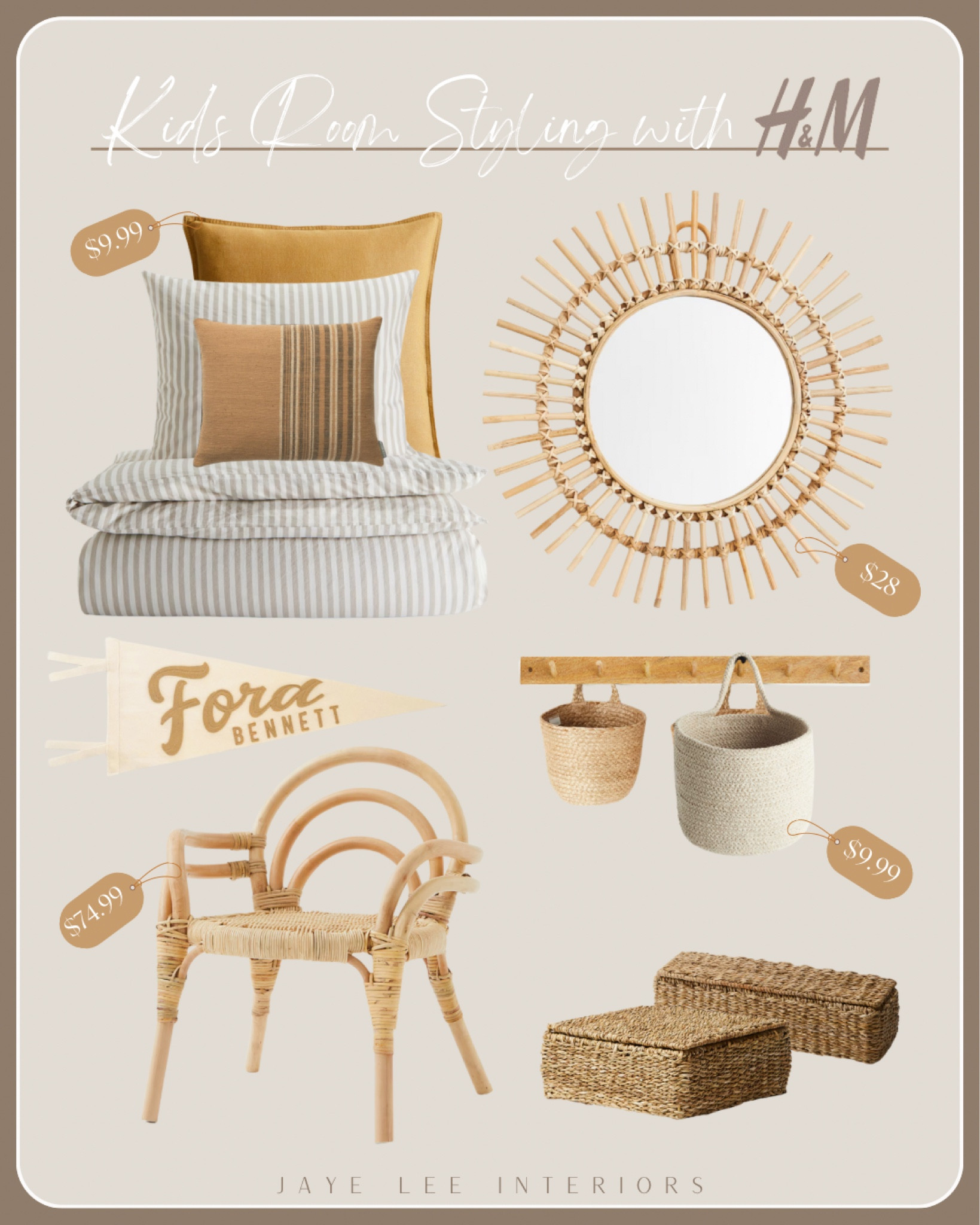 The H&M home collection has so many great pieces for styling kid’s rooms at really great prices! Here’s a quick edit of some of my faves…

#H&M #Home #KidsRoom #Nursery #Playroom #Children’sRoom #Boho #Rotan #StorageAndOrganization #StorageIdeas #WallStorage #Baskets #WovenStorage #TwinBedding #Pennant #WallDecor #NeutralNursery #GenderNeutral #NeutralHome #BabyRoom #NeutralBaby

#LTKKids #LTKFamily #LTKHome