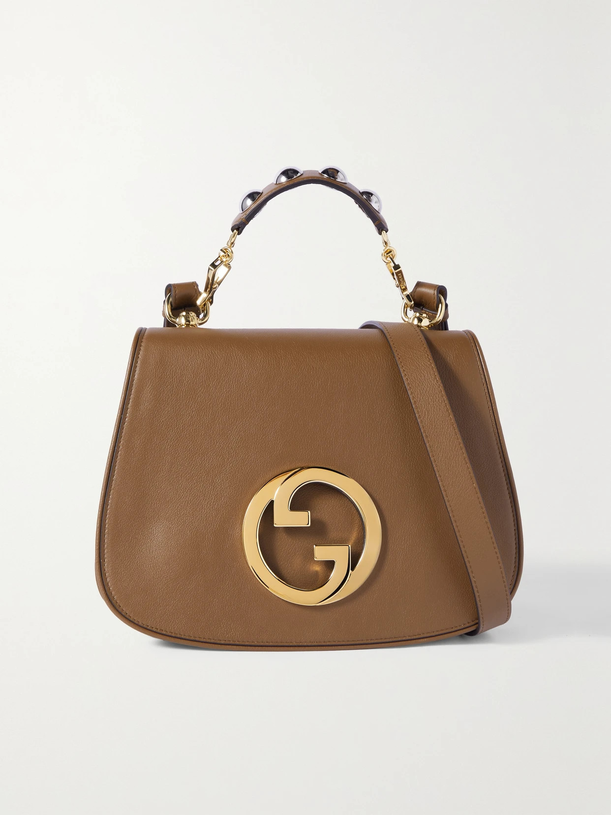 Gucci - Blondie Embellished Leather Shoulder Bag - Brown | NET-A-PORTER (US)