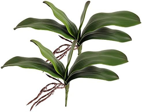 Htmeing Artificial Green Phalaenopsis Orchid Leaves Latex Real Touch Plants Arrangement for Flowe... | Amazon (US)