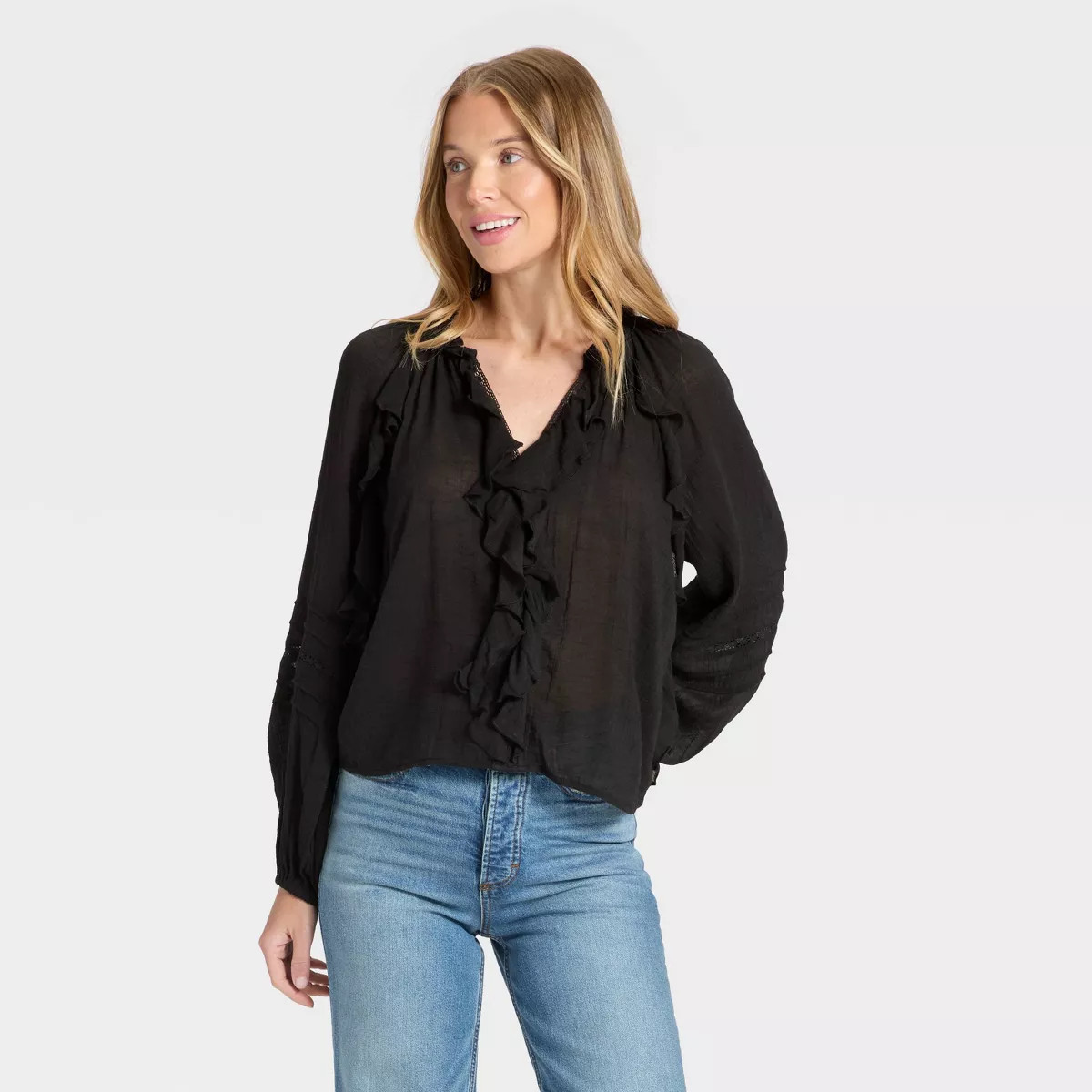 Women's Balloon Long Sleeve V-Neck Blouse - Universal Thread™ | Target