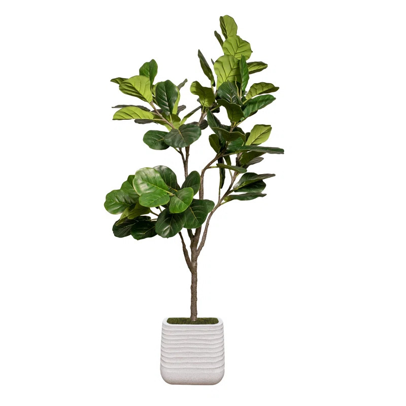 74.57'' Faux Fiddle Leaf Fig Tree in Planter | Wayfair North America
