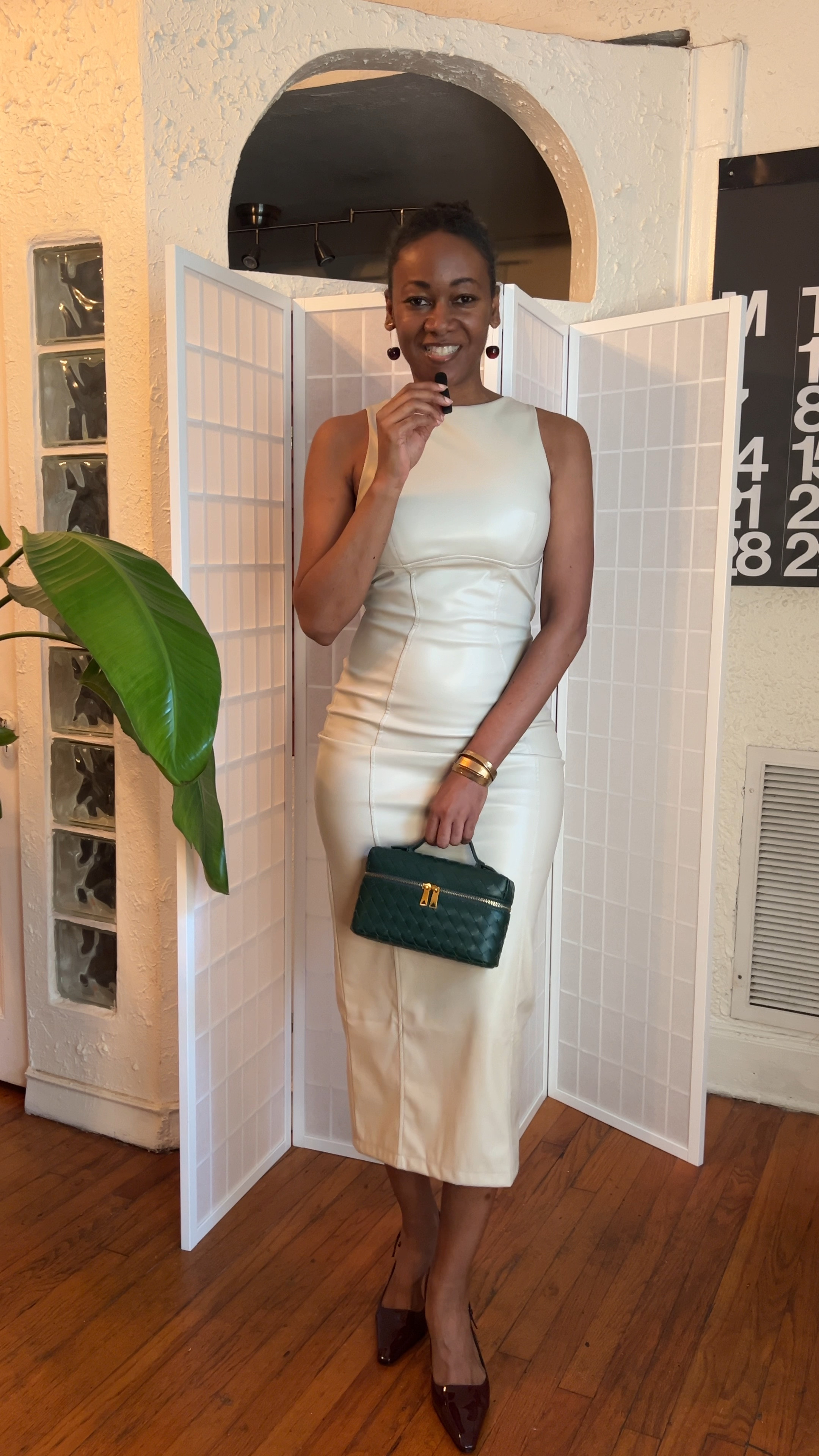 Here’s a sleek sophisticated look for date night!

I’m 5’9”, 150 lbs wearing a size small faux leather dress (TTS) with burgundy slingback heels, green woven bag!

#LTKOver40 #LTKStyleTip #LTKFindsUnder50