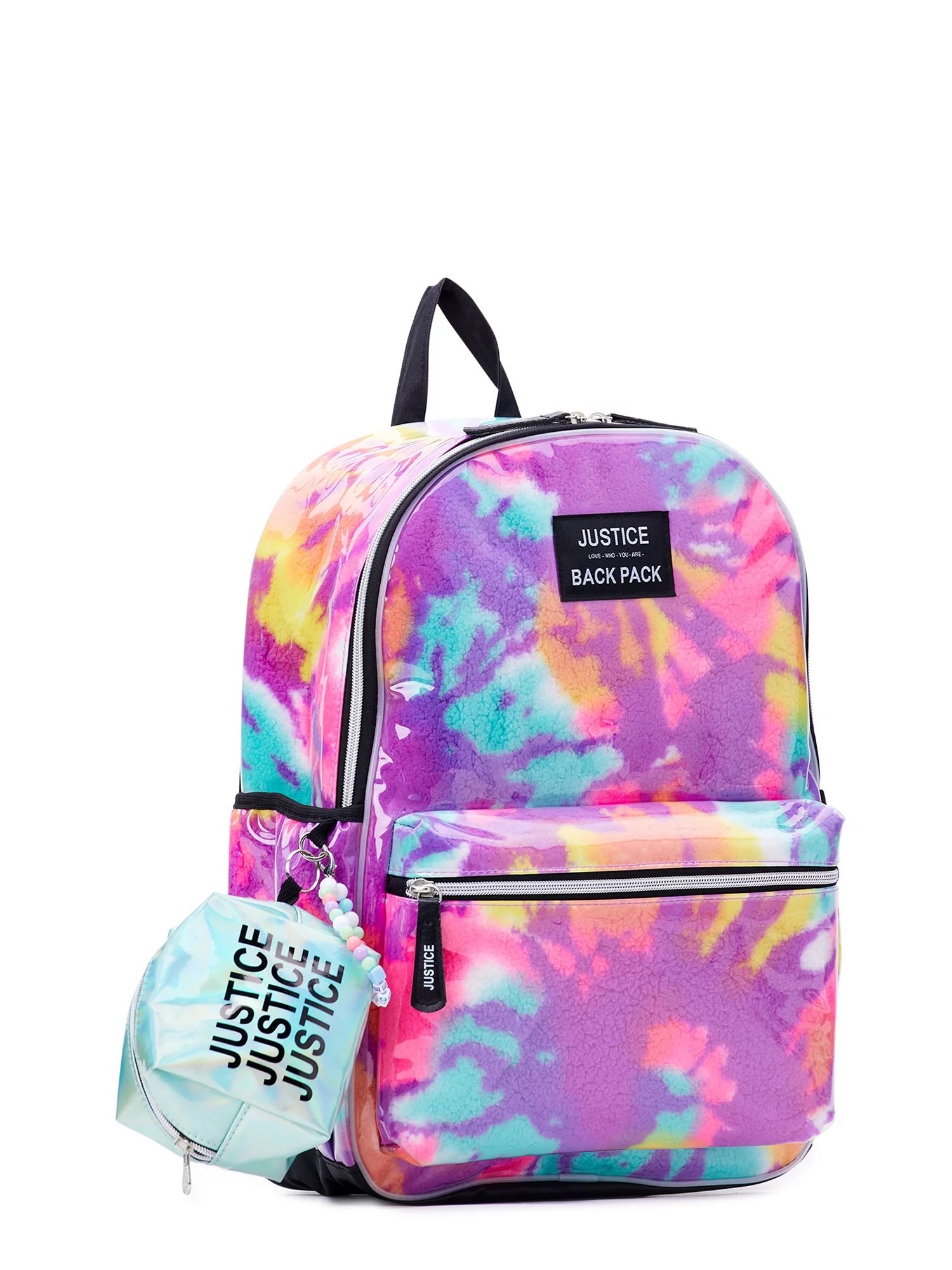 Justice Girls 17" Laptop Backpack with Pouch 2-Piece Set, Purple Tie-Dye | Walmart (US)
