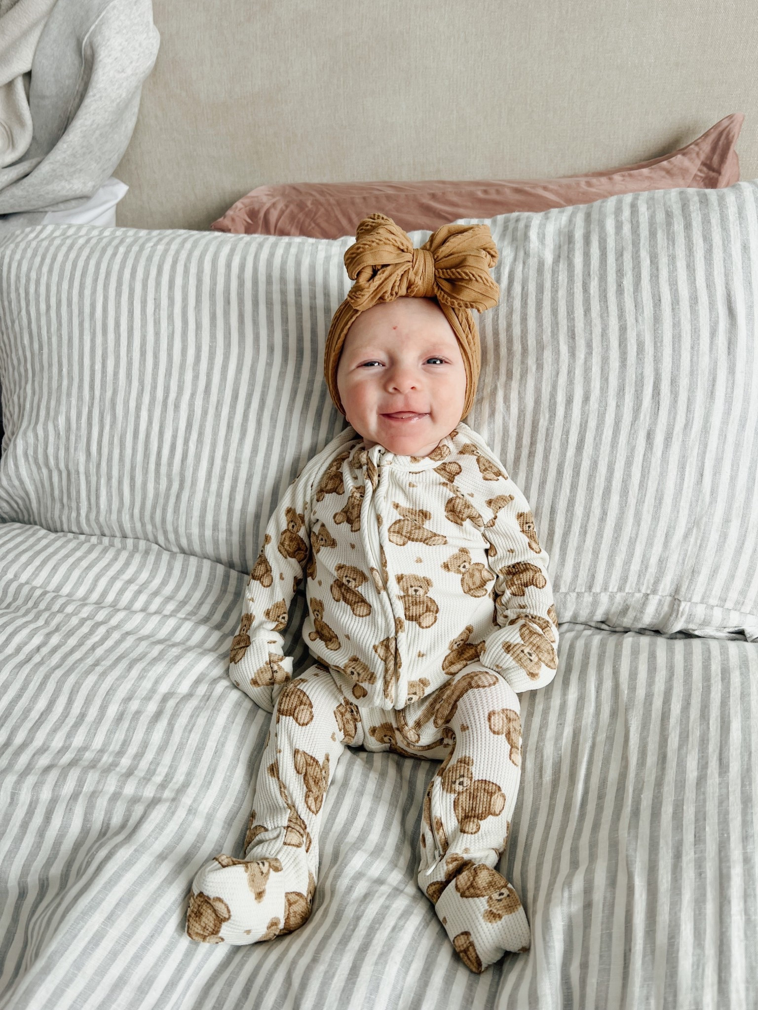 The cutest footies 🧸🐻🩷 so soft, the waffles material has great stretch too, amazing premium quality! 

#LTKBaby #LTKFamily #LTKSeasonal
