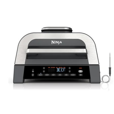 Ninja Foodi Smart XL 6-in-1 Indoor Grill with Air Fry, Roast, Bake, Broil, & Dehydrate, Foodi Smart Thermometer, 2nd Generation, Black/Silver DG551 | Walmart (US)