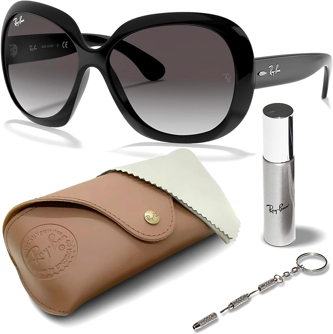 Ray-Ban RB4098 Jackie Ohh II Butterfly Shape Sunglasses With Eyewear Kit Bundle - High Bridge Fit... | Amazon (US)