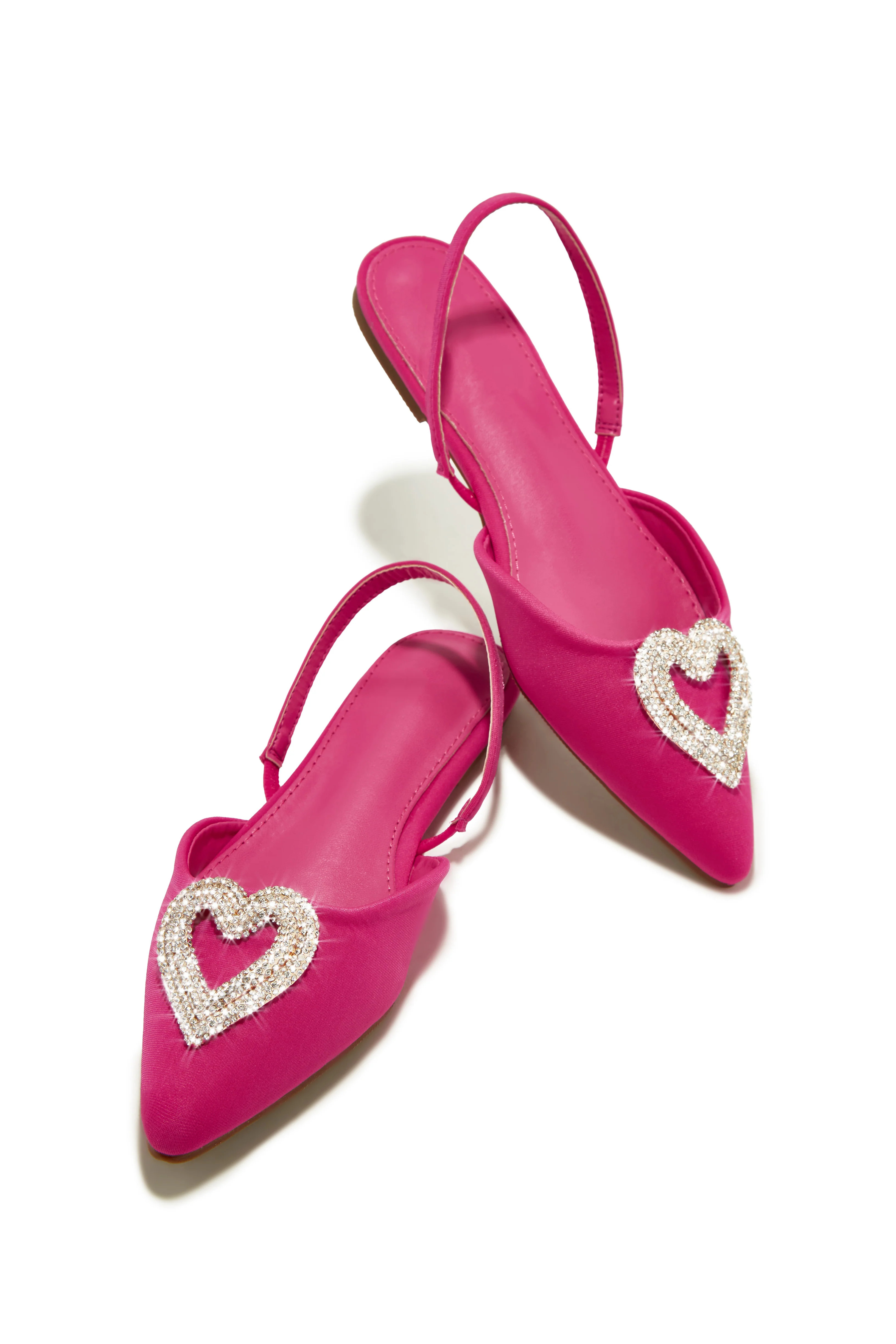 All Love Embellished Sling Back Flat - Pink 9 / Pink | MISS LOLA
