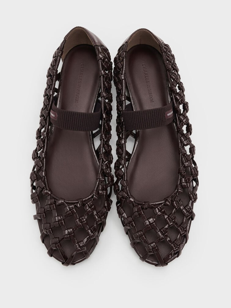 Woven Mary Jane Flats
    
         - Burgundy | Charles & Keith US