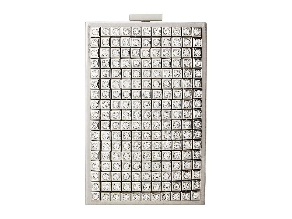 Alice + Olivia Sophia Crystal Stud North/South Clutch (Silver) Clutch Handbags | Zappos