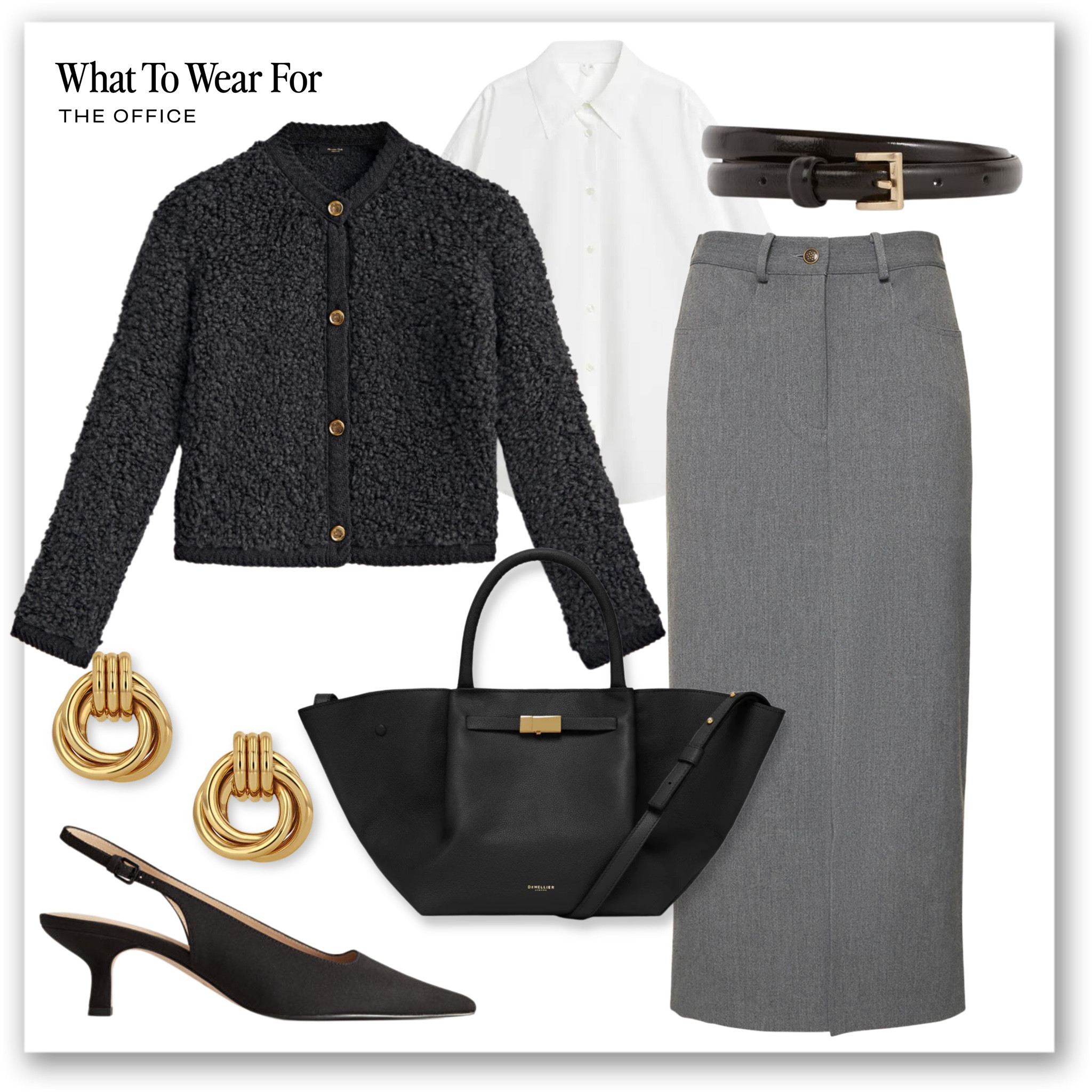 Office outfit inspo

Massimo dutti, cardigan, grey midi skirt, white shirt, arket, sling back heels, demellier tote bag, gold earrings, anine bing, workwear 

#LTKstyletip #LTKSeasonal #LTKworkwear