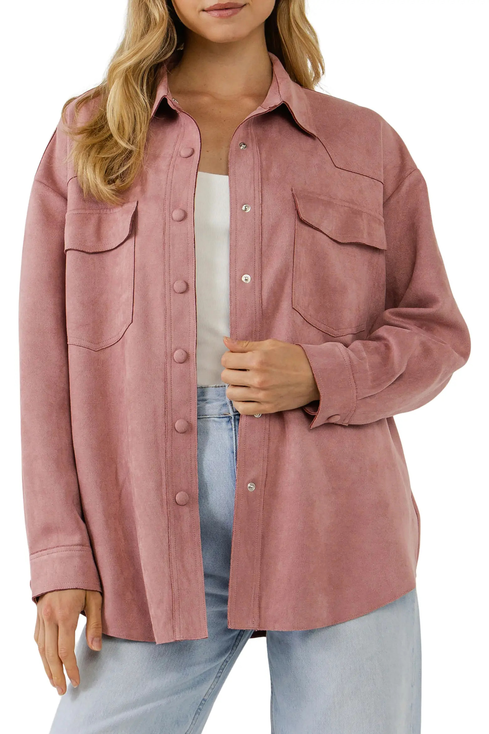 Endless Rose Free the Roses Faux Suede Shacket (Women) | Nordstrom | Nordstrom