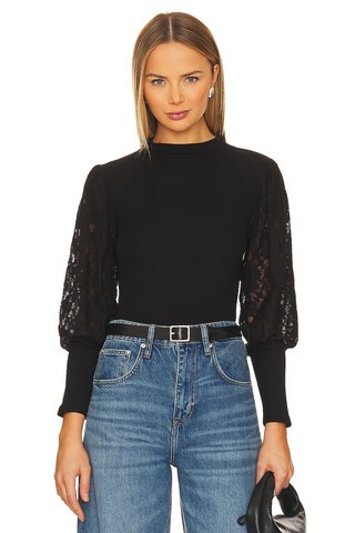 Bobi Lace Long Sleeve Sweater in Black from Revolve.com | Revolve Clothing (Global)