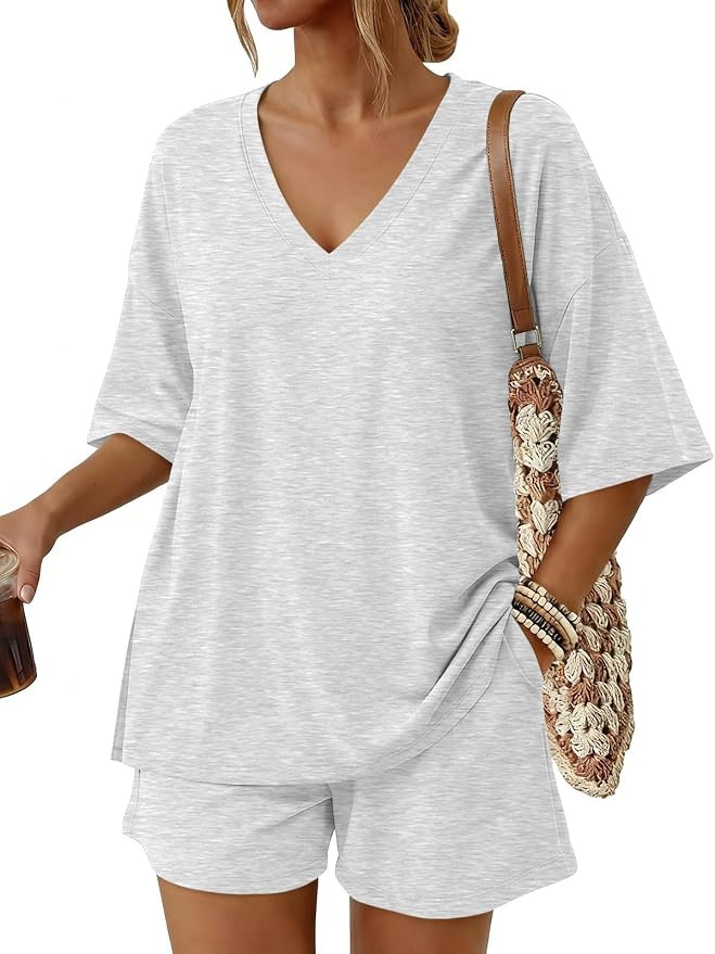 Trendy Queen Womens Short Set 2 Piece Lounge Sets 2026 Summer Loose Outfits | Amazon (US)