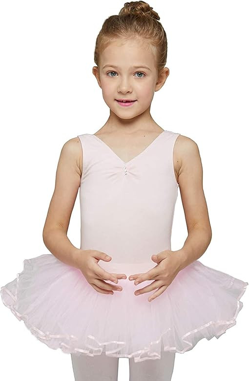 MdnMd Ballet Tutu Leotard Toddler Girls Ballerina Dance Outfit Dress Tutu with Tank V-Neck Ruched... | Amazon (US)