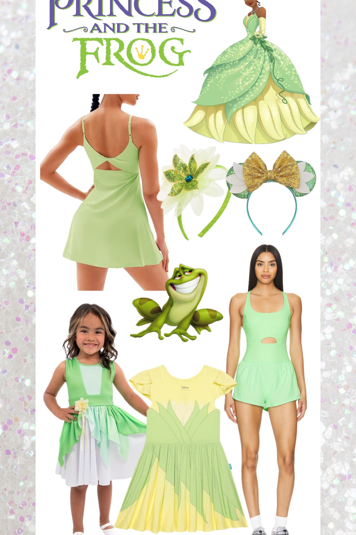 Disney theme park mommy and me princess outfit ideas for Tiana of Princess and the Frog 💚 tennis dress skirt skort shorts activewear for the mamas and dresses and rompers for the little princesses 👑 

#LTKKids #LTKFamily #LTKActive