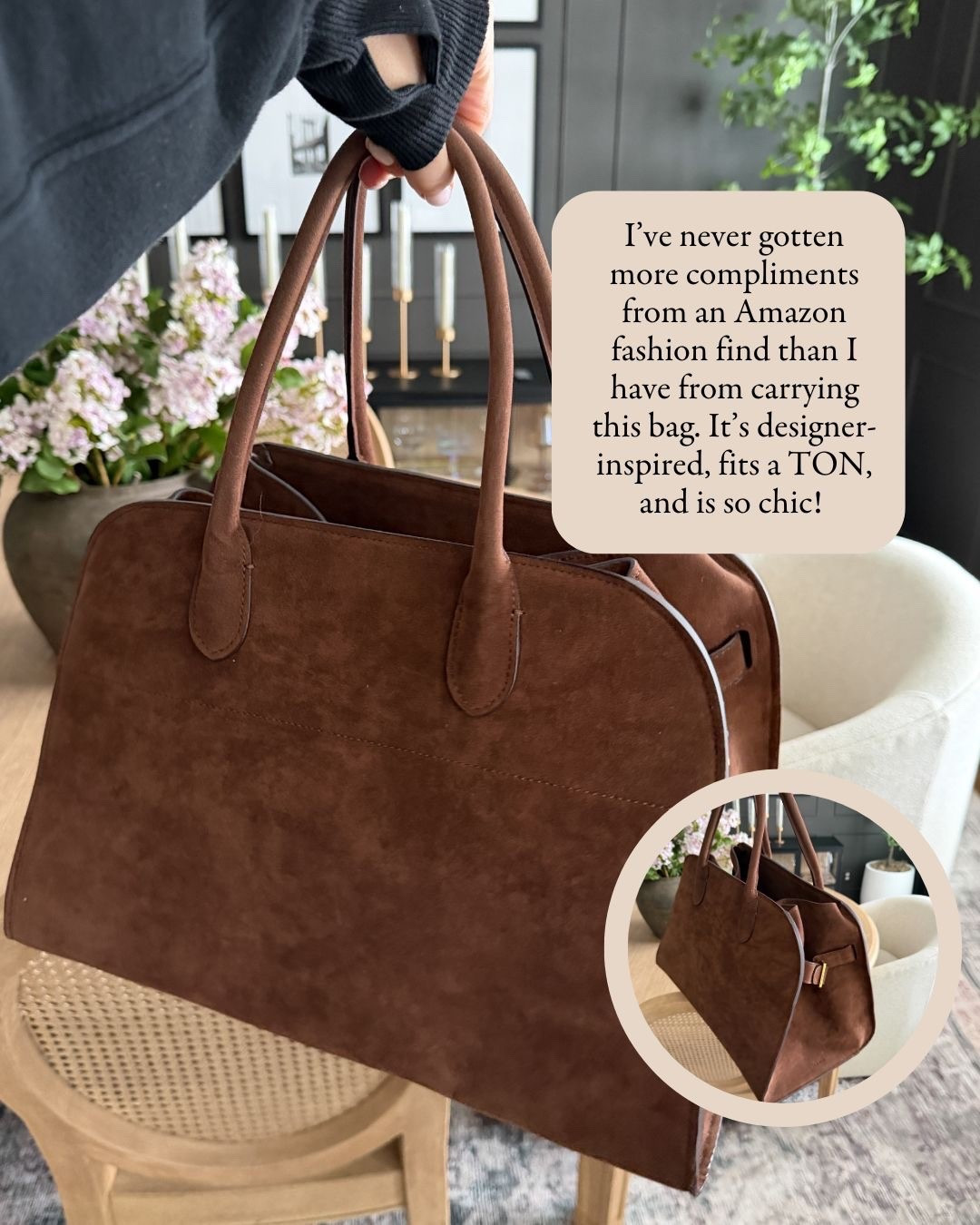 The best designer inspired bag. (*cough* The Row *cough*) never gotten more IRL compliments on an Amazon find! 
