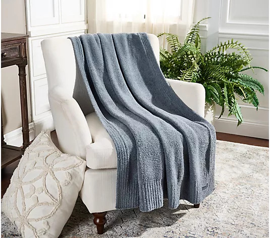 Barefoot Dreams CozyChic 45x60 Stacked Rib Border Blanket | QVC