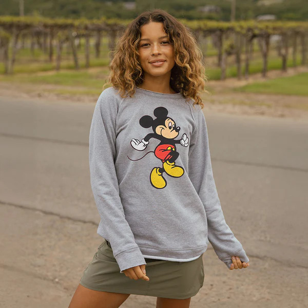 Disney Mickey Long Crew Sweatshirt, Grey | Albion Fit