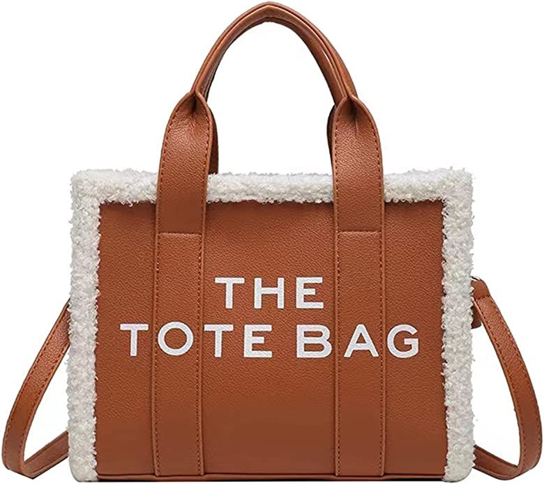 Amazon.com: NEGBIU Tote Bag for Women, PU Leather Tote Bag with Lamb Wool, Crossbody Handbag for ... | Amazon (US)