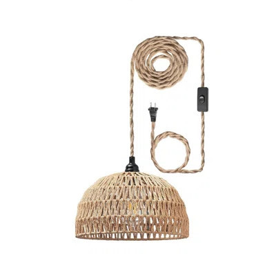 Rattan Hanging Lamp,Plug in Cord Pendant Rattan Light,Fixture On/Off Switch for Living Room,Bedroom | Wayfair North America