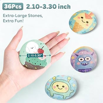 48 PCS Large 2.10-3.30" Smooth Natural River Rocks for Painting, Flat Painting Rocks & Craft Ston... | Amazon (US)