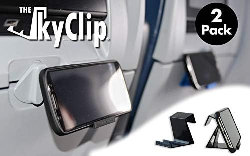The SkyClip - (Black, 2 Pack) Airplane Cell Phone Seat Back Tray Table Clip and Sturdy Phone Stan... | Amazon (US)