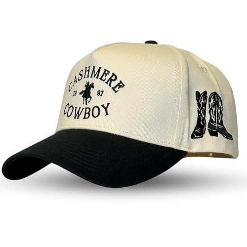 Vintage Western Trucker Hat | Men & Women | Embroidered Trendy Caps | Country Cute Hats for Cowgirls & Cowboys | Camo Denim Cotton Styles | Snapback Hat (Cashmere Cowboy | Black) | Amazon (US)