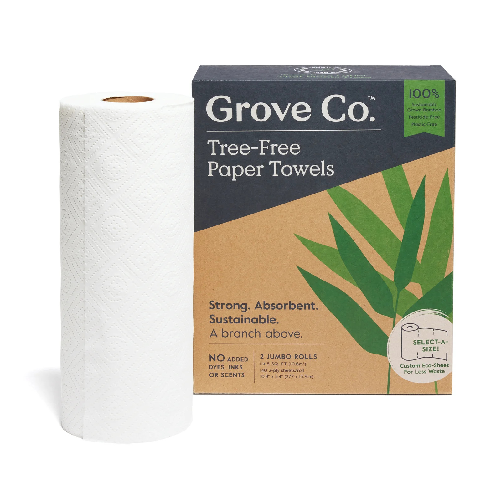 Grove Co. - Bamboo Paper Towels (140 sheets per roll) | Grove